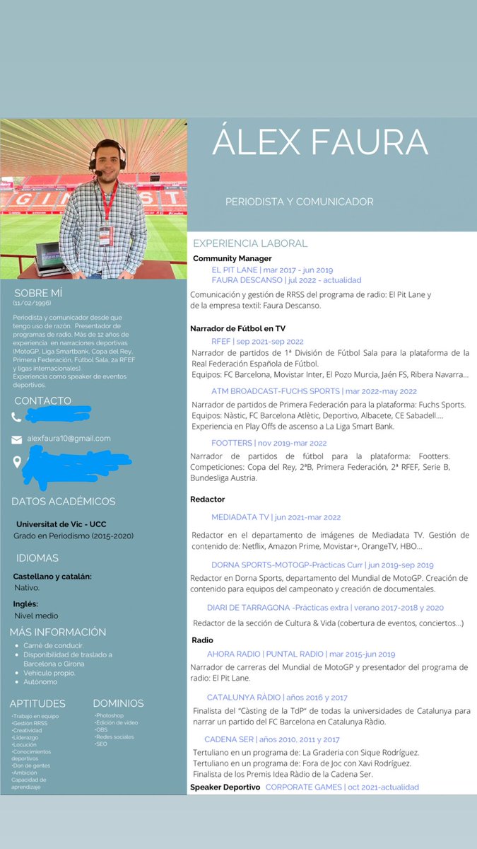 alexfaura's tweet photo. 🚨 Actualmente me encuentro en busca de trabajo. Agradecería difusión para poder llegar los máximos medios de comunicación posibles para así, poder tener una oportunidad.
¡Muchas gracias! https://t.co/232EBLSHSg