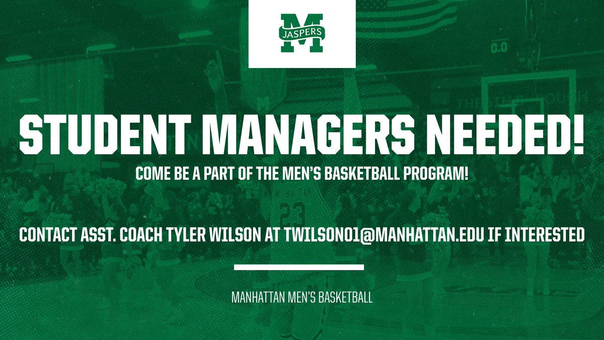 Hey Jasper Nation! We're looking for student managers for the this season! Contact AC Wilson if interested! #BronxBuilt | #JasperNation