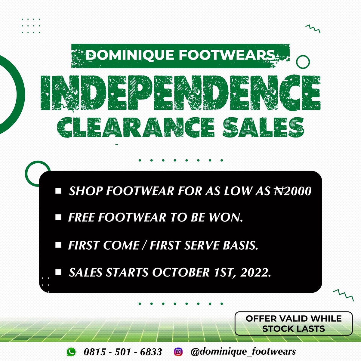 Dominiquefootwe's tweet photo. THE BIGGEST SHOE CLEARANCE SALES IN AFRICA IS AT YOUR DOORSTEP.
•
Happening on WhatsApp: 08155016833 and Instagram: @dominique_footwears
•
TURN ON POST NOTIFICATIONS ✅
•
#naira #giveaway #1stoctober #independencesales #IndependenceDay2022
• https://t.co/IX6pjgGkkK