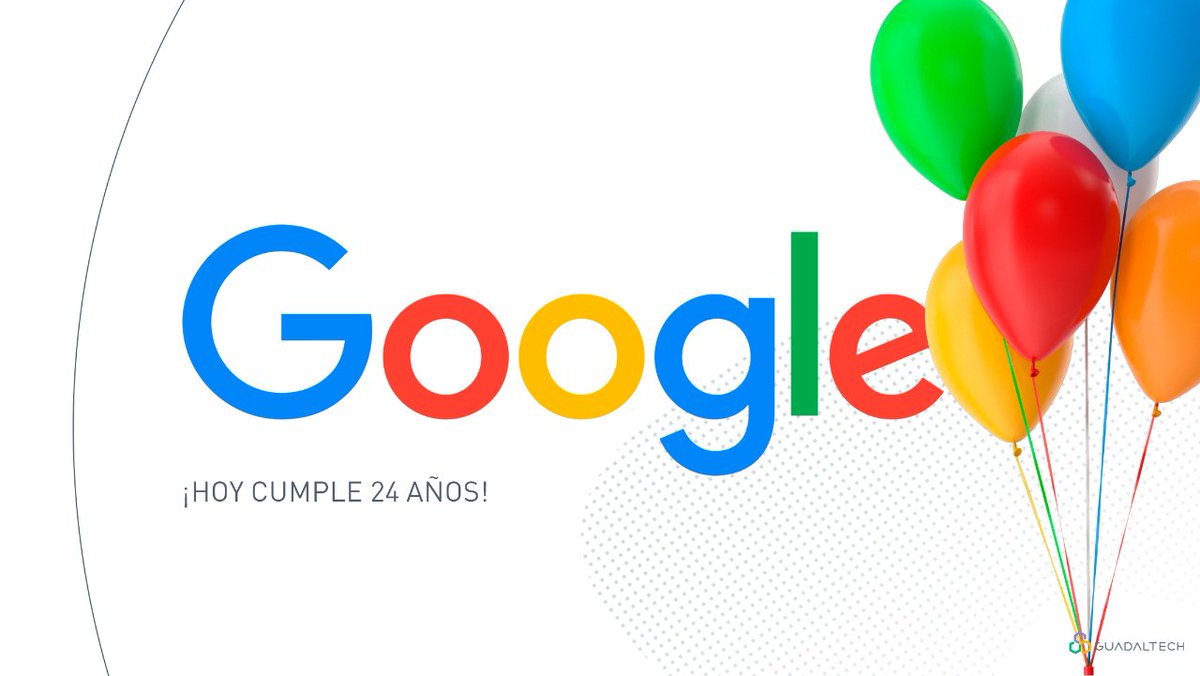 GuadalTech's tweet photo. Hoy celebramos, ni más ni menos, que el 24 aniversario del Gigante de #Internet 🌎

¡Felicidades #Google! 🎉

No hay mejor día para recordar el surgimiento de su nombre 🤔 La realidad es que, en sus inicios, Google no era sinónimo de Internet 👇 [abrimos hilo] https://t.co/7xlTcglTW0