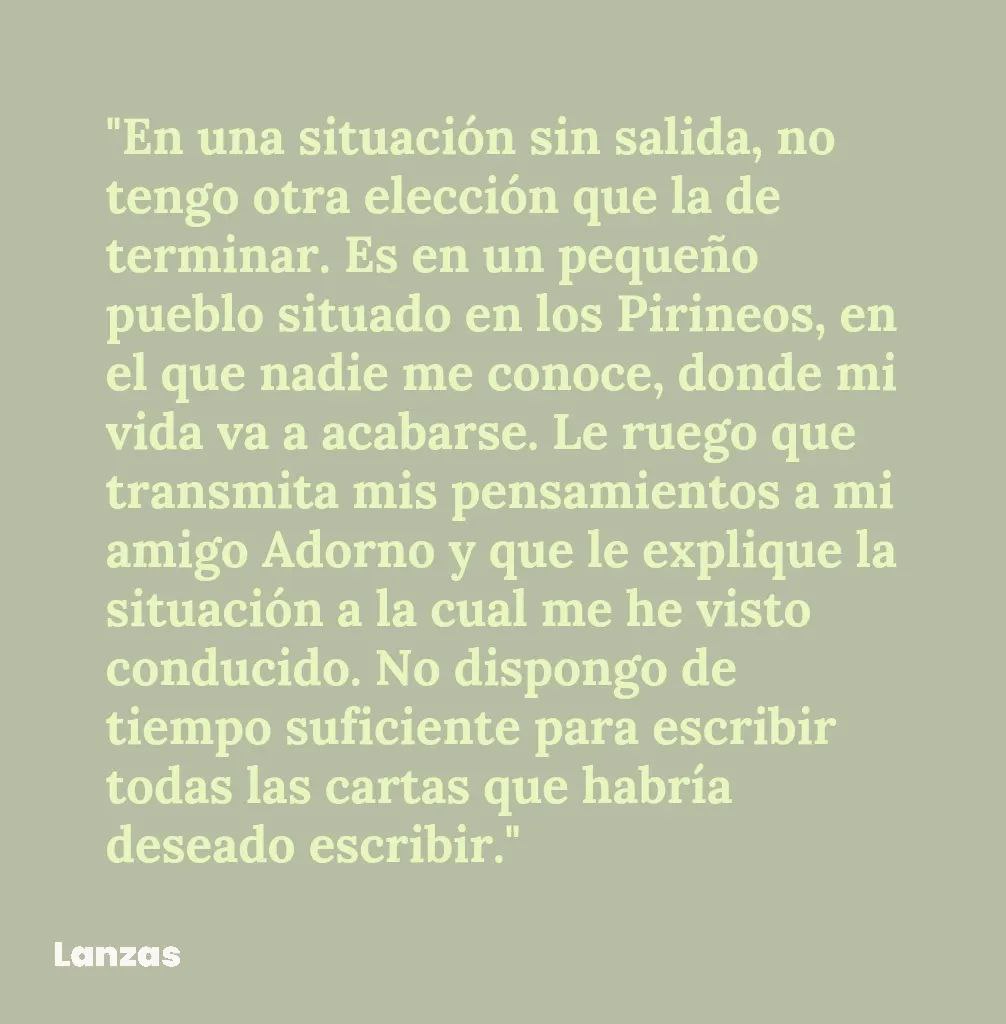 lanzasyletras's tweet photo. Al verse en una situación sin salida tras huir fallidamente de los nazis, Walter Benjamin se quitó la vida con una sobredosis de morfina hace 82 años. 

___

#LanzasyLetras #Benjamin #WalterBenjamin https://t.co/UcRpkaCjMP