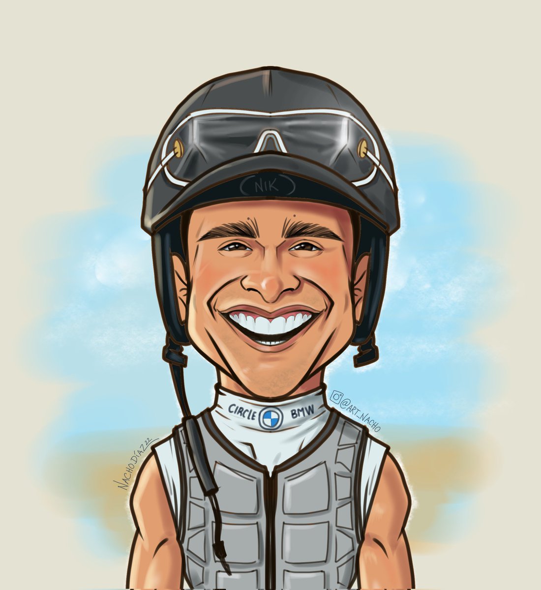 Caricature of the talented jockey Nik Juarez 🐎🇺🇸🏆 @NikJuarez

#NikJuarez #jockeys #ridehorses #fusta #whip #caballodecarreras #thoroughbred #Turf #Hipismo #pimlico #marylandjockeyclub #gulfstreamPark #racetrack #racehorses #horseraces #art #caricaturas #drawing #painting