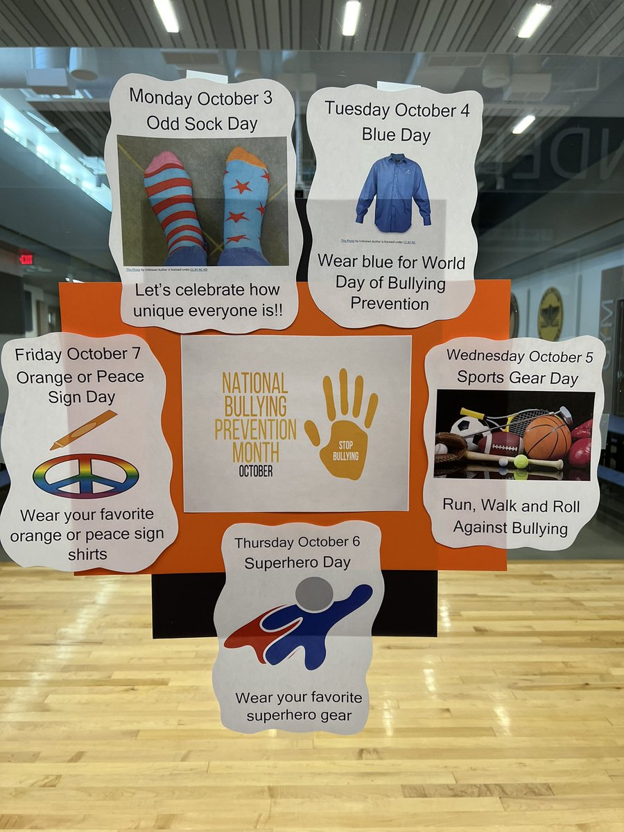 trailwoodsmsd's tweet photo. Next week we will be celebrating Bullying Prevention Month @trailwoodsmsd. Take a look below to plan for our themed days.
@theSMSD https://t.co/NOg9u9Z87h
