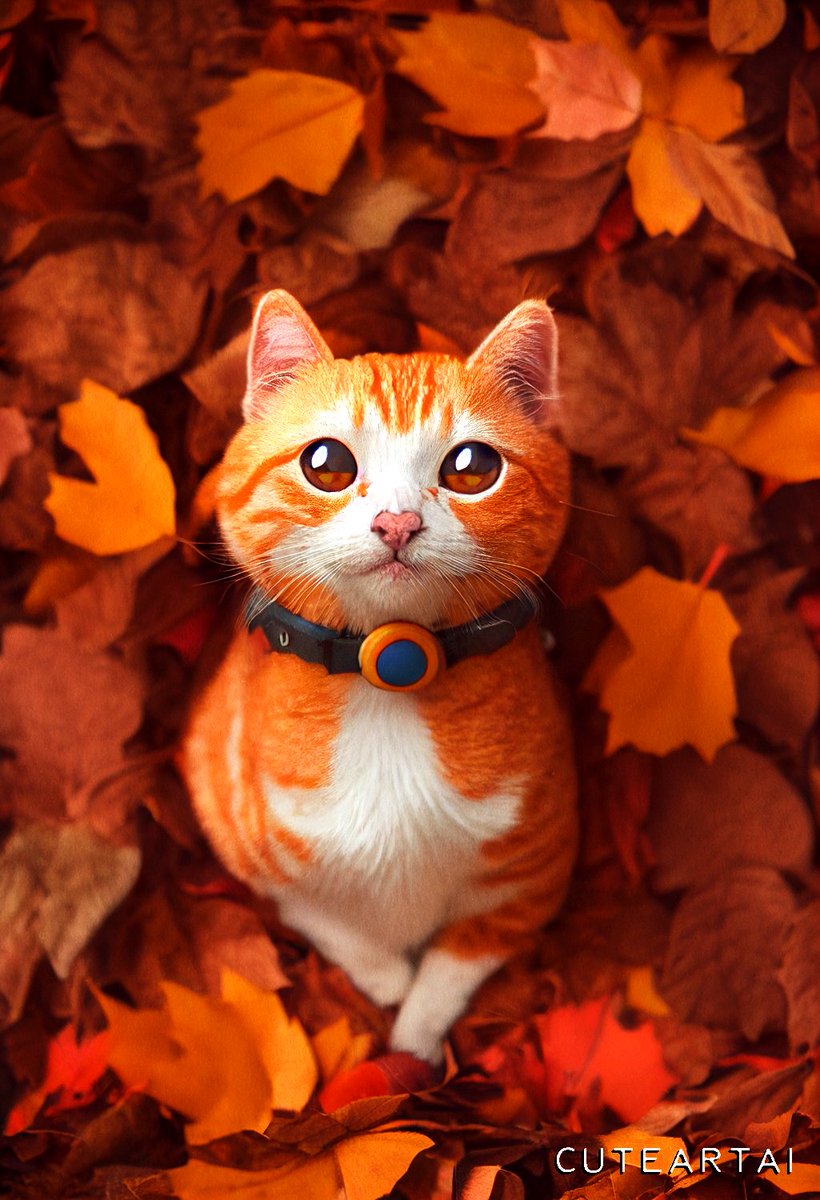 ArtaiCute's tweet photo. This is Jarry the Ginger Autumn Cat, it will bring you good luck during that time! #aiartcommunity #Artwork #Art #midjourney #Autumn #Gingercat #CloseUp #Portrait #AnimalRepresentation #Representation #OneAnimal #DomesticCat #Carnivora #catart https://t.co/Gd93r0i3Ri