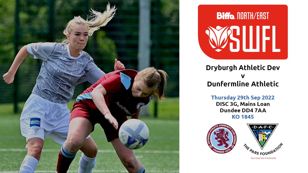 We have a midweek fixture v <a href="/Dryburghgirls/">Dryburgh Athletic Girls & Women</a> Dev 
<a href="/officialdafc/">Dunfermline Athletic</a> <a href="/parsfoundation/">The PARS Foundation</a> <a href="/Pars_Community/">Pars InThe Community</a> <a href="/dunfermlinesams/">Dunfermline Sams</a> <a href="/Jax_Mc_Media/">Jax Mc Media</a> <a href="/OurGirlsOurGam1/">Our Girls Our Game</a> @NWfaithful <a href="/SECTION_NW/">SECTION NORTH WEST</a> <a href="/RossH_DP/">Ross Hart</a> <a href="/rumblingwell/">The Rumblingwell</a> <a href="/GirlsResults/">Scottish Football Results - Girls/Women</a> #BiffaSWFL <a href="/Biffa/">Biffa</a>
