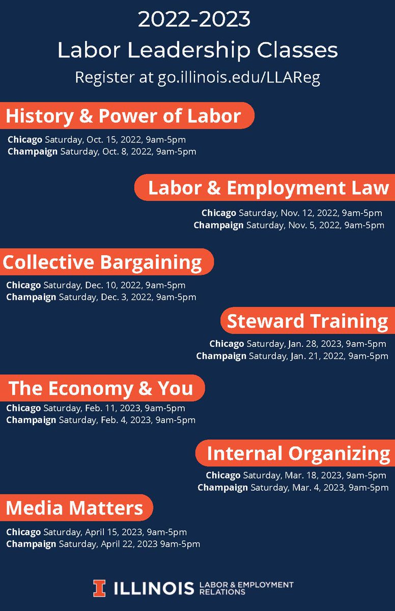 UIUC Labor Education Program (@il_labor_edu) on Twitter photo Our Labor Leadership Academy classes start next month in Chicago & Champaign! There's still time to sign up and learn from our amazing faculty. go.illinois.edu/LLAReg Our Labor Leadership Academy classes start next month in Chicago & Champaign! There's still time to sign up and learn from our amazing faculty. go.illinois.edu/LLAReg