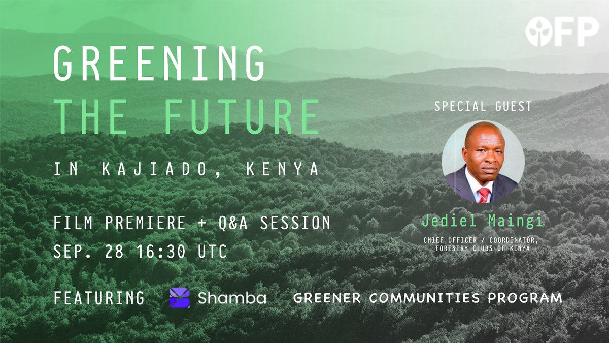 📢Greening the Future premieres TOMORROW @ 4:30 pm UTC🤩 We have a special guest @JedielMaingi, CEO of Forestry Clubs of Kenya in association with @KeForestService, joining our Q&A alongside @imani_kevin, Fionah Njeri, & @KennedyWNganga👏 Set a reminder:youtube.com/watch?v=mJxInw…