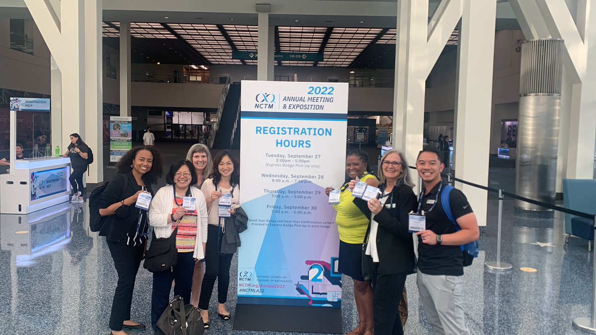 The #nctmla22 board members are in the house! Just picked up our registration!@LorieHuff1 @camats10 @outzsj @completemath @dai_mathguy @Kidsmathtalk