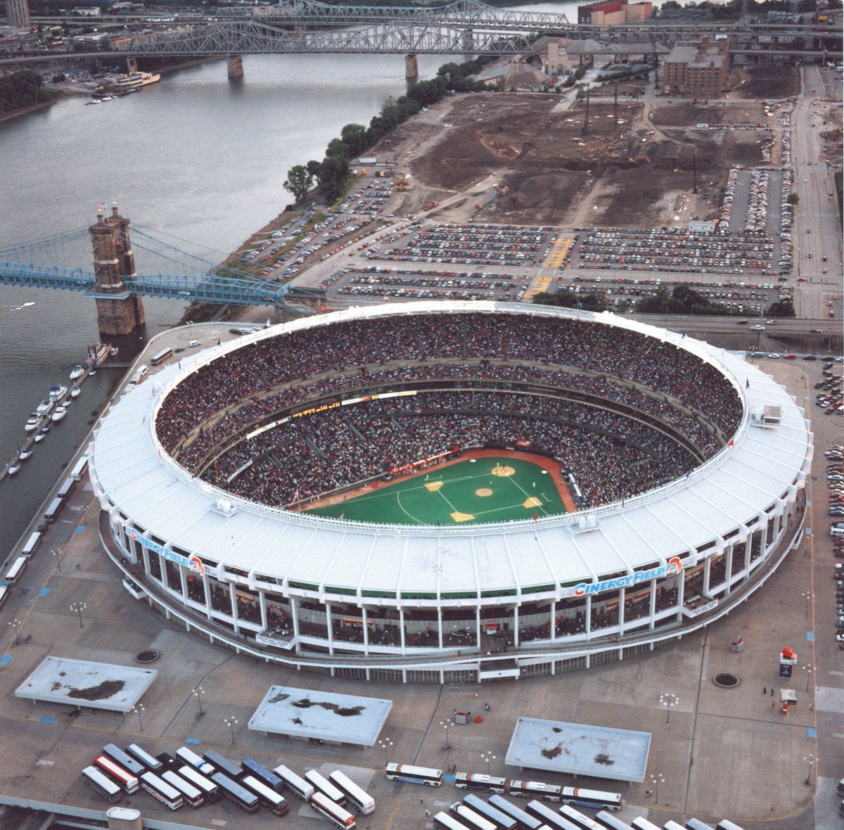 Chad Dotson on X: Reasons to love the Cincinnati Reds. #2: The rubber  expansion joints outside Riverfront Stadium.  / X