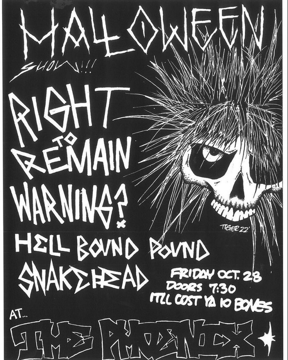 phoenixtheater's tweet photo. Right to Remain, Warning?, Hell Bound Pound and Snakehead at the Phoenix on Friday 10/28/22! Tickets on sale now. https://t.co/hWO029RyYE