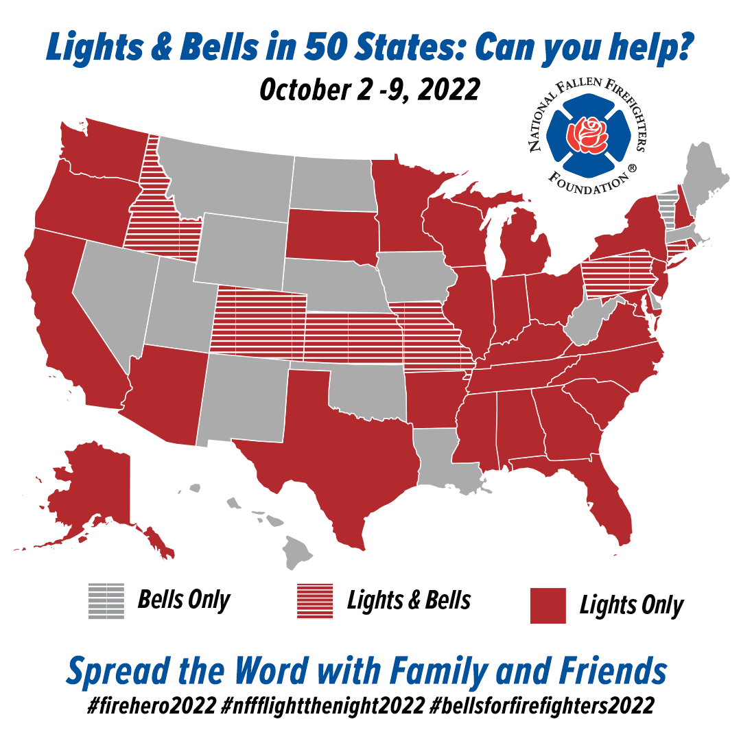 Can you help us with our goal of every state honoring our nation's fallen firefighters next week with Light the Night for Fallen Firefighters and Bells Across America? Sign up here: firehero.org/events/memoria… #firehero2022 #nffflightthenight2022 #bellsforfirefighters2022