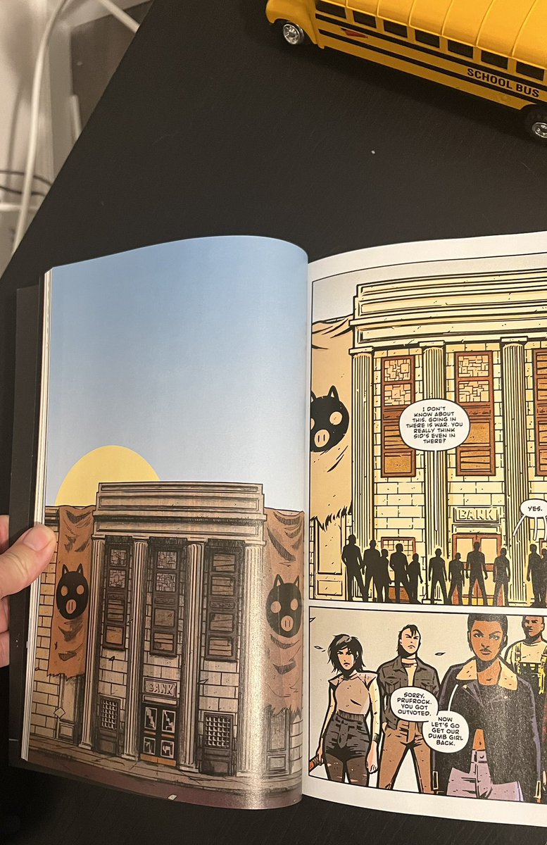 BlazeBTC's tweet photo. Back into reading a comic ery day! #Whatsthefarthestplacefromhere issue 2, Vol 1 is out by #MatthewRosenberg + #TylerBoss such a good series + bus in the back compliments the issue, this is a reread and love how they drop the cinema 16 which I think is who was featured in isue 7 https://t.co/eokVMA9GY6