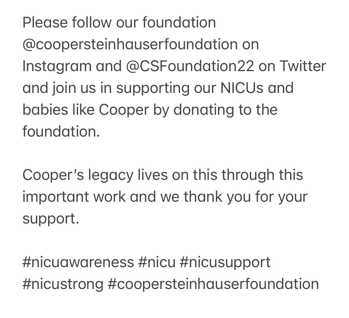 MrSteinhauser's tweet photo. Exciting news to share! #nicuawareness #nicu #nicusupport #nicustrong #coopersteinhauserfoundation @CSFoundation22 https://t.co/L8WE8vvyw9