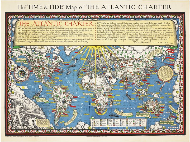 bostonraremaps's tweet photo. Iconic MacDonald Gill map celebrating The Atlantic Charter
#mapporn #cartography #maps #oldmaps #raremaps #FranklinRoosevelt #MacDonaldGill #Persuasivemap #pictorialmap #propagandamap #UnitedNations #WinstonChurchill https://t.co/Fu6cMK6iMb