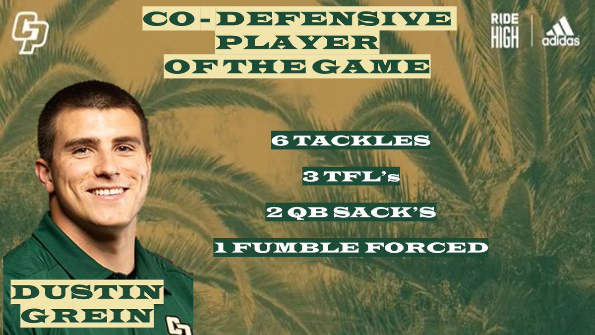 CONGRATS TO <a href="/dgrein31/">Dustin Grein</a> ON BEING NAMED 
CO-DEFENSIVE PLAYER OF THE WEEK FOR WEEK 3!
#RIDEHIGH
#C3