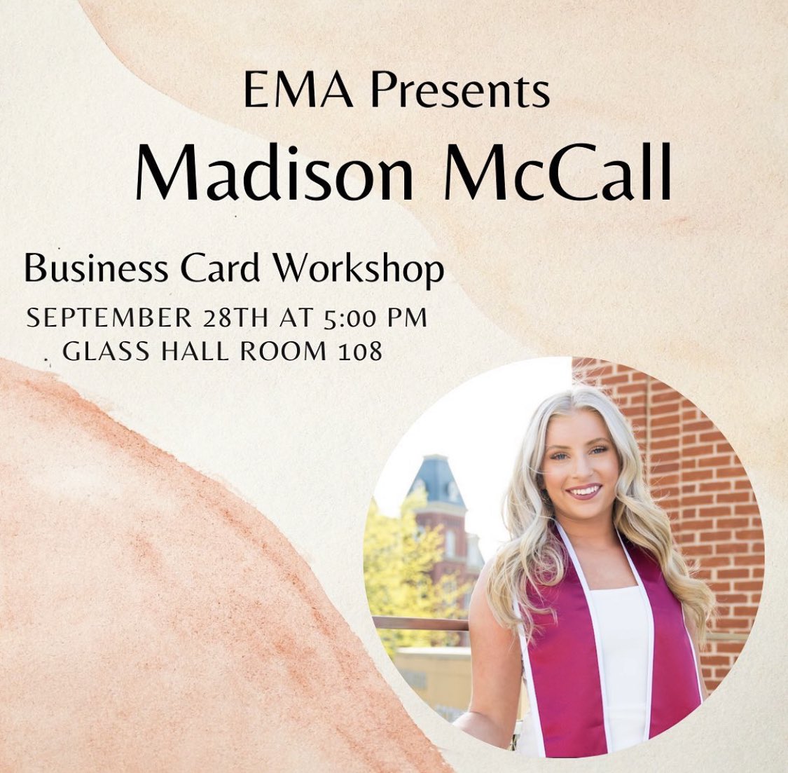 Madison McCall, a Graduate Assistant in the Business Communications Center at WVU, will be joining us at our meeting tomorrow for a Business Card Workshop!! 🎉

It is very beneficial to have your own cards handy &amp; you’ll get a PROFESSIONAL DEVELOPMENT POINT! See you there! 🤩