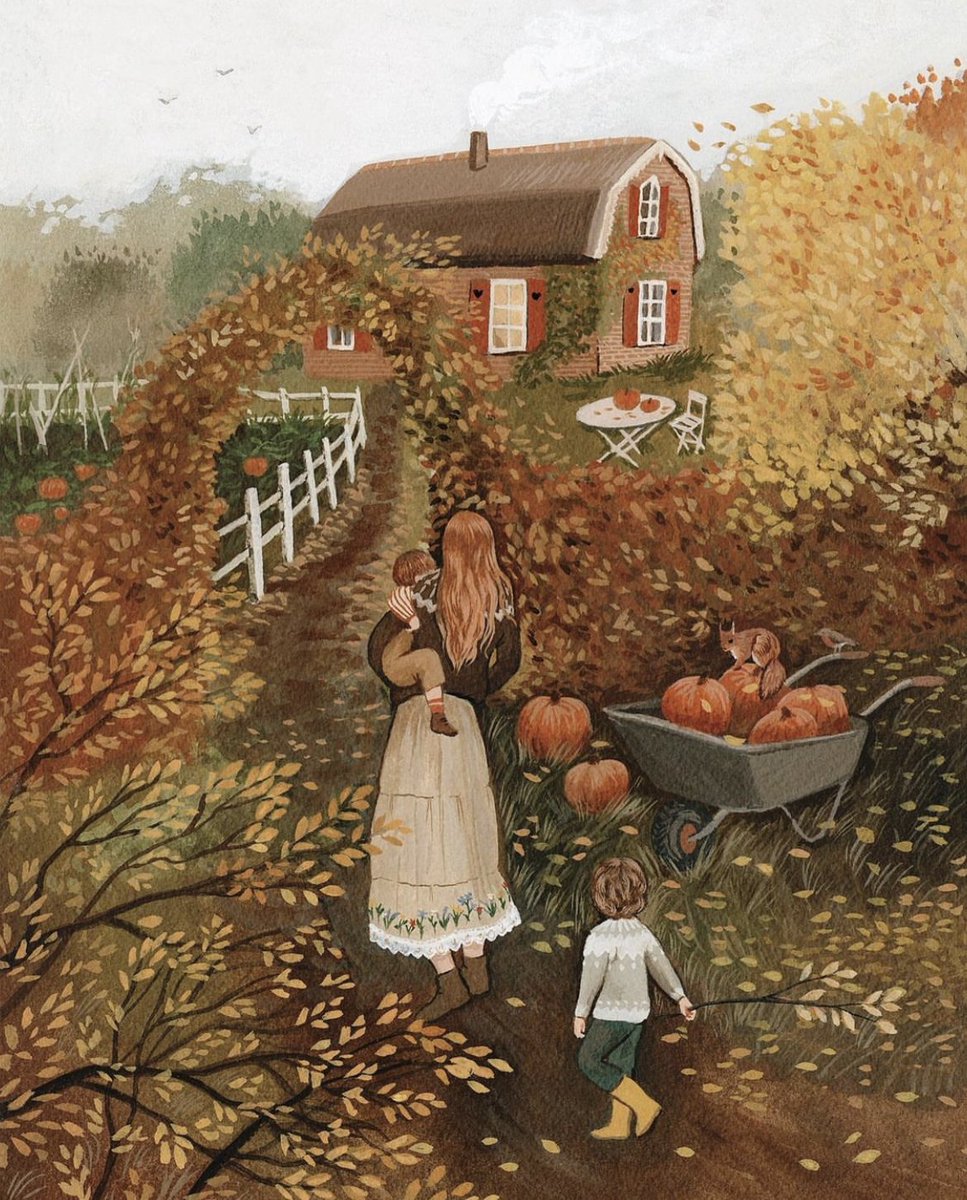 🍁🌙 🎃 The magic of fall 🍂🌾🧡 inspo: @etsy @robinelisedraws #autumn #fallwreath #fall #seasons #slowliving #homesteading #farmhouse #thanksgiving