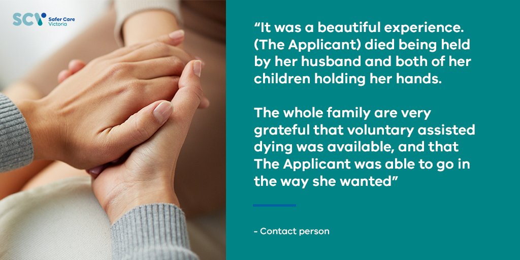 Many Victorians who apply for #VoluntaryAssistedDying (VAD) express their gratitude for having an end-of-life choice during the late stages of a terminal illness. Our latest report details how and why Victorians are accessing VAD. bit.ly/3SeQpV9