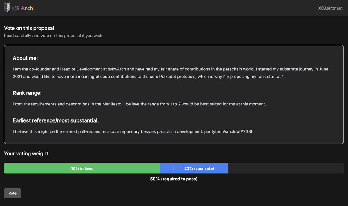 GitArch_xyz's tweet photo. Imagine the power of #git &amp; the power of on-chain #governance fused to provide a single seamless experience for #developers? 🤔

Rather than imagine, catch a glimpse at some #alpha to see what that could look like on #GitArch🦉

#UnstoppableCode, truly decentralized. Soon. 🚀 https://t.co/YckQuE3bG6