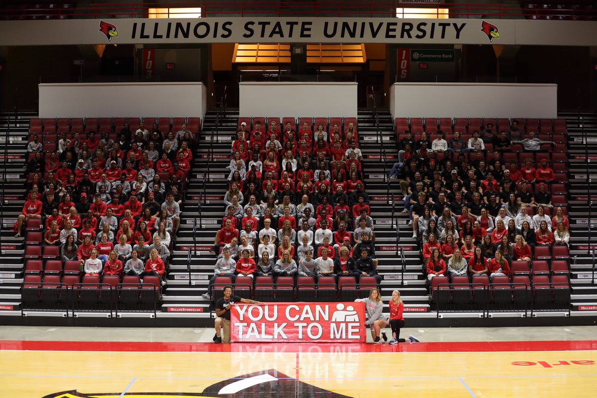 September is National Suicide Prevention Month, and last night, Redbird student-athletes came together for a unified photo to bring awareness to mental health. Mental health is a concern for many student-athletes, and we want to break the stigma around speaking out. 💚