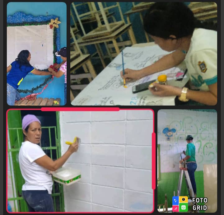 7CircuitoZamora's tweet photo. #27DeSep 
#TurismoAutosustentable 
#AraguaEsEducación UEN Virgen del Valle Parroquia San Francisco de Asís Municipo Bolivariano Ezequiel Zamora Correa Personal Activo en Elaboración de Cartelera, Ambientación y jornada de Pintura Para embelleciendo de la institución. https://t.co/58iH259Cwk