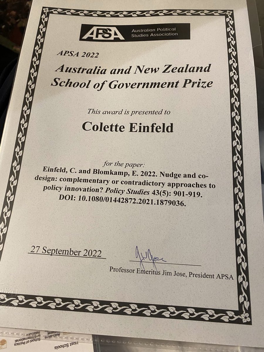 So so excited to have won the APSA-ANZSOG Policy Studies Prize! <a href="/ANUCrawford/">ANU Crawford School of Public Policy</a> <a href="/ANZSOG/">ANZSOG</a> #AusPSA2022