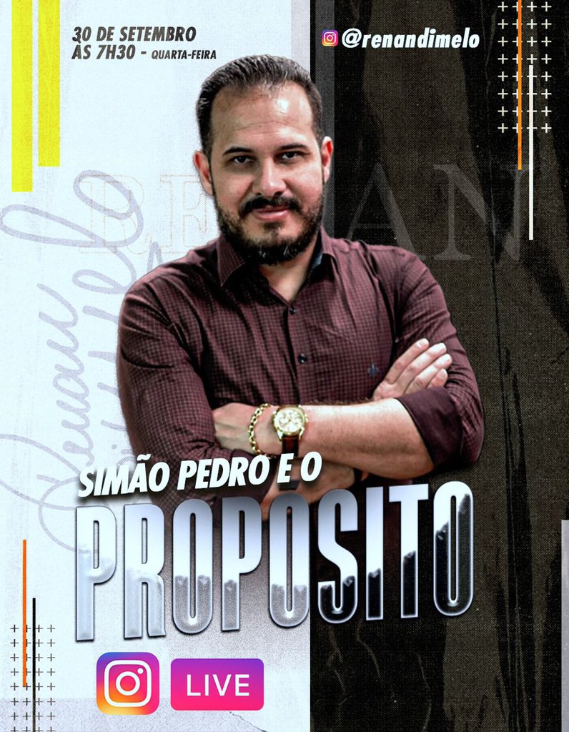 ✔️Amanhã, 7h30, dando continuidade a nossa série de lives, vou falar sobre Simão Pedro e o propósito…