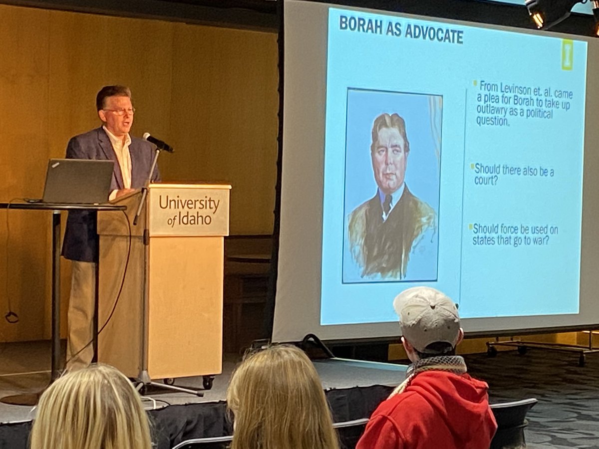 Idaho Public Radio (@idahopubradio) on Twitter photo PHOTO: “William Edgar Borah and the Outlawry of War Movement, presented by Bill L. Smith, Director of the Borah Foundation and the Martin Institute, <a href="/BorahSymposium/">Borah Symposium</a>, today, <a href="/uidaho/">University of Idaho</a> in Moscow. PHOTO: “William Edgar Borah and the Outlawry of War Movement, presented by Bill L. Smith, Director of the Borah Foundation and the Martin Institute, <a href="/BorahSymposium/">Borah Symposium</a>, today, <a href="/uidaho/">University of Idaho</a> in Moscow.