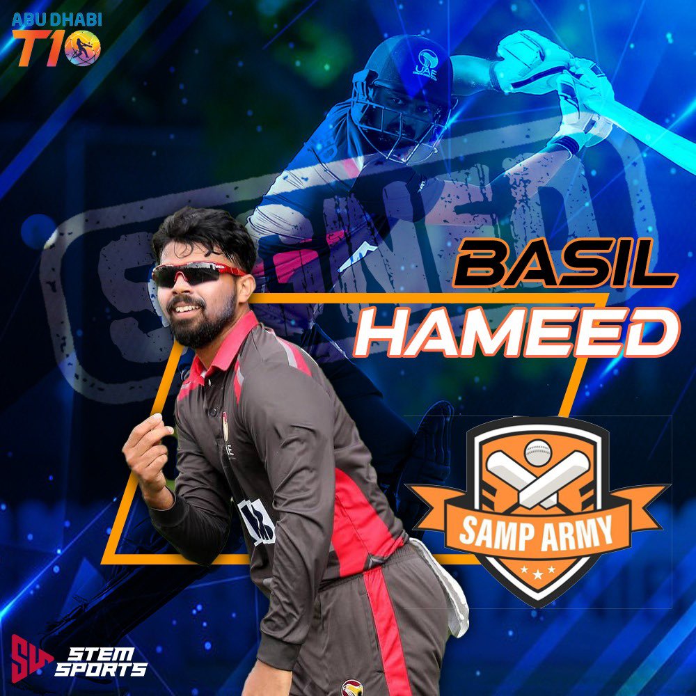 Deal Announcement - Basil Hameed will play for @samp_army in the @T10League ! 🤩✈️

@1414basil 

#Cricket #UAE #AbuDhabi #SampArmy  #Allrounder #BH #Deals #OneTeamOneDream #StemSports