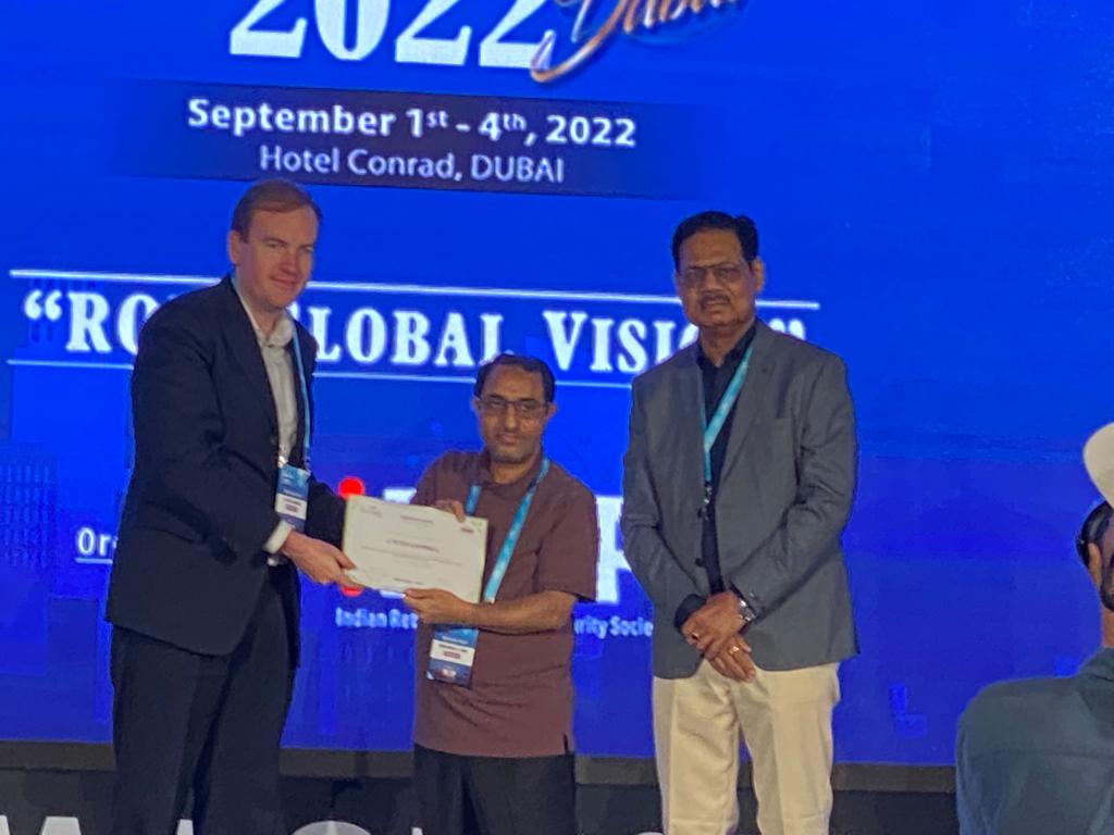 Honored to accept the award for 'Best Paper' at the World ROP Congress on behalf of @aaron_coyner @CaseyEye and the @AravindEye for pubmed.ncbi.nlm.nih.gov/35797036/ thankful to work with such a dedicated team focused on eliminating ROP blindness worldwide.