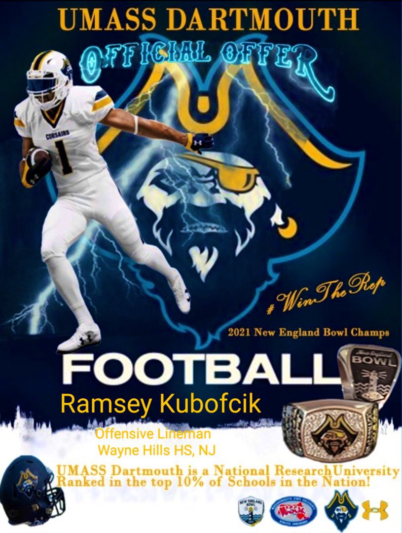 RamseyKubo's tweet photo. Thankful to have received an offer from Umass Dartmouth! @CorsairFootball @CoachRobichaud @UMASSDCoachMcC https://t.co/56pEqqn6AL