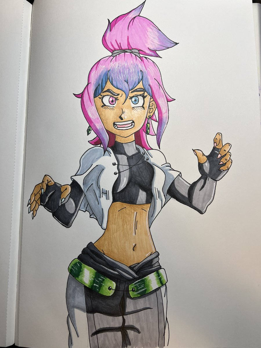 FirstChampManga's tweet photo. Been practicing alcohol marker and color pencil mix coloring. It’s Not easy. And it’s Not a flattering drawing either 😅 https://t.co/Un8TVDFBiN