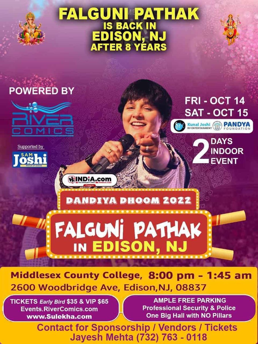 HarshiMad's tweet photo. It’s going to be rocking every weekend in Edison New Jersey this Navratri 2022 with garba songs galore!! What a line up! 😁🤗Bolo Ambe maat ki jai !
#FalguniPathak #geetarabari #kinjaldave #usa #usagarba #usanavratri #navratriinamerica #navratri #NavratriSpecial #NavratriFestival https://t.co/PefNjax0Hu