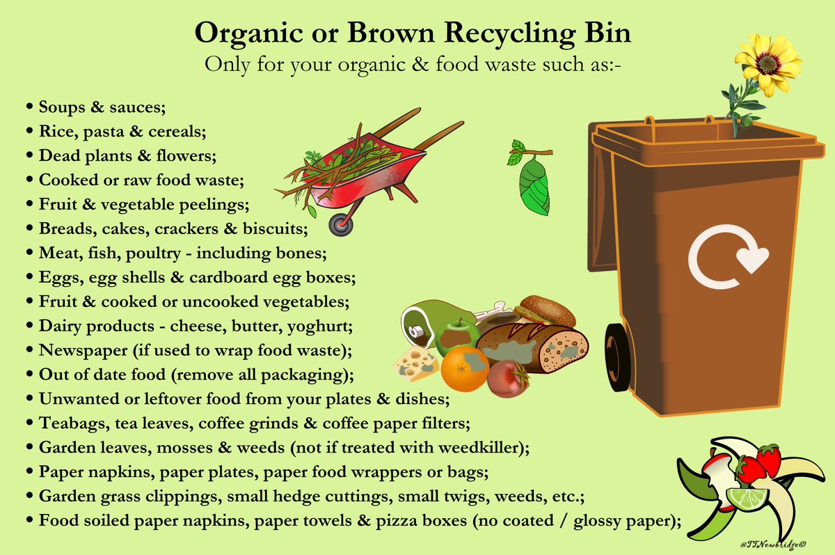 TTNewbridge's tweet photo. Use a #BrownBin for #Organic & #Food waste.
It’s contents are biologically treated to convert the waste into product suitable for use as landscaping material or in the agricultural or horticultural industries.
The brown bin rule is:-
If it once grew – put it in the brown bin. https://t.co/R9XTO5GAQo