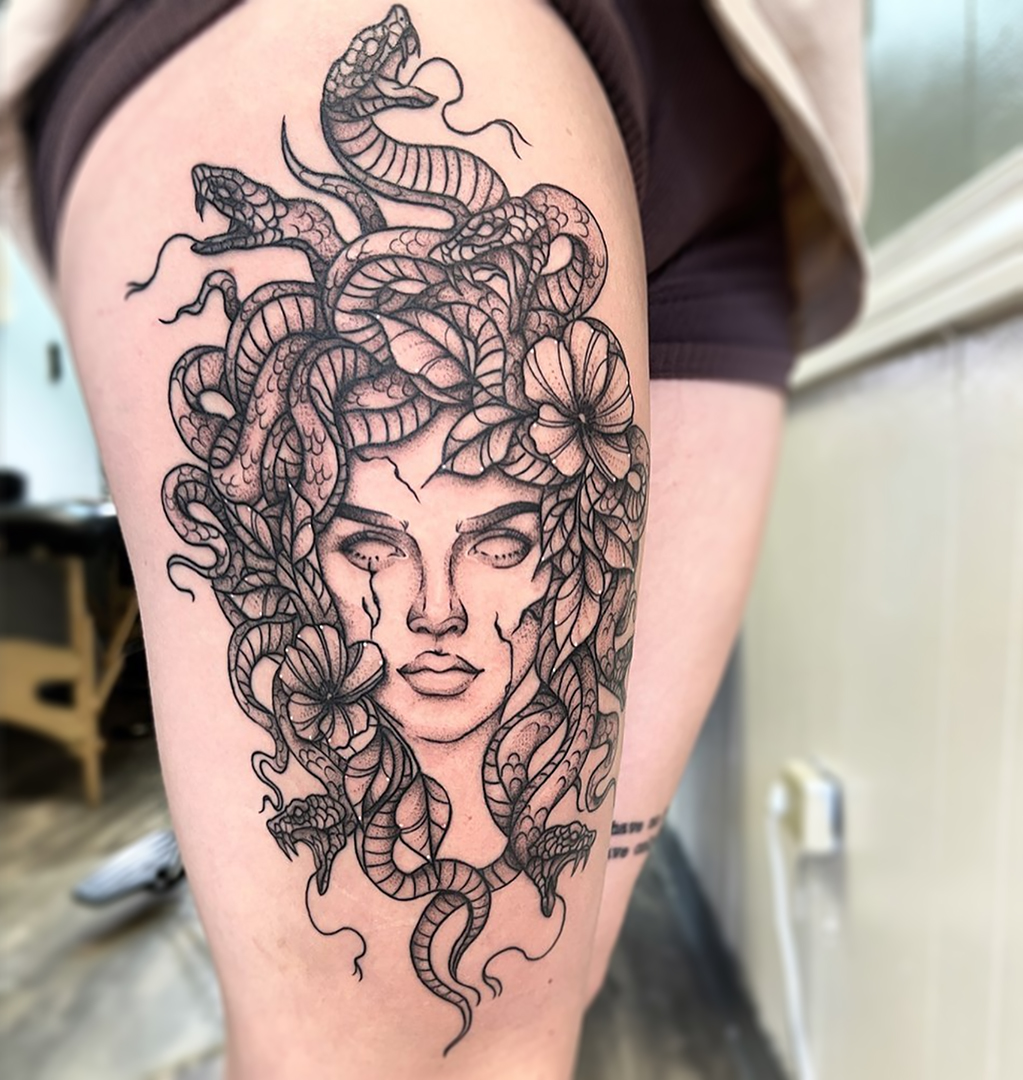 19 top Medusa Thigh Tattoo ideas in 2024