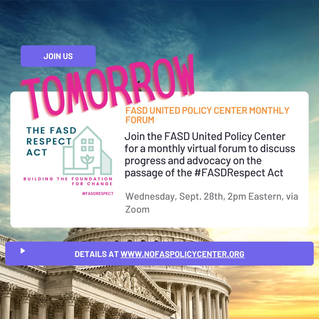 FASDUnited's tweet photo. It's been easy to overschedule this month- which is why we are reminding the #fasdcommunity of our policy forum TOMORROW September 28th @ 2 pm ET. Come discuss and inquire with us!
https://t.co/zPEo0PfzyU https://t.co/Xi1ccQSasN