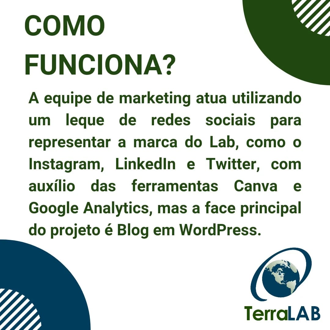 TerraLAB_UFOP's tweet photo. O Terralab possui diversos times, dentre estes, temos a equipe de Marketing, que é responsável pela publicidade do laboratório e suas atividades, representando a imagem do mesmo para as pessoas de fora, ajudando na divulgação de artigos, processos seletivos e curiosidades. https://t.co/2BdllqBl4Y
