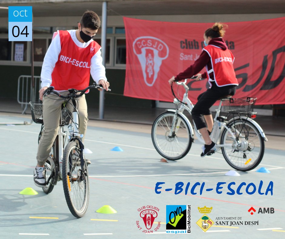 Cessió de e-bicis per una mobilitat sostenibles i el <a href="/CC_SJD/">CC Sant Joan Despí</a> els farem una formació de com circular de manera responsable, respectant les normes i també realitzaran un seguit d'exercicis pràctics per saber maniobrar la bicicleta amb seguretat.