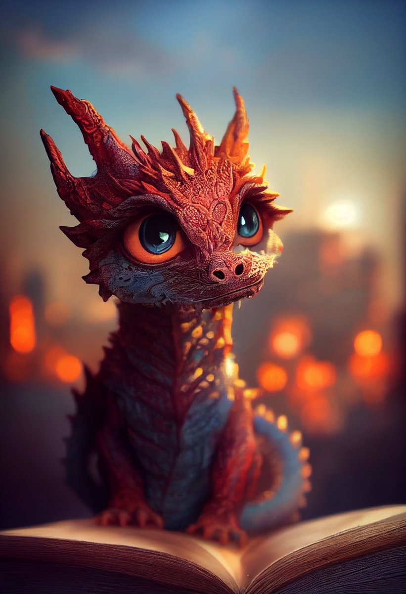 AI_Banksy's tweet photo. There once was a time when baby dragons ruled the world... He wants you to read him a bedtime story! 📖🪶✨ https://t.co/JjhwkVeMDK