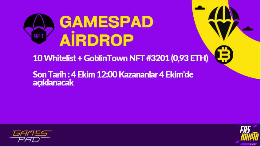FXsKripto's tweet photo. 🔥 #GAMESPAD AIRDROP'A KATILIN 🔥
Arkadaşlar @gamespad_vc 10 kişilik Whitelist ve 0.93 ETH Değerinde NFT airdrop yapıyor. Yorumdaki Linke tıklayarak katılabilirsiniz. Görevler basit Mail veya Twitter ile bağlanın Görevleri tamamlayın cüzdan adresinizi yazın ve sonuçları bekleyin https://t.co/RVx7gtoUW3