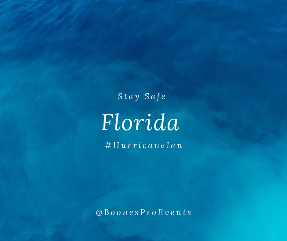BoonesProEvents's tweet photo. To our BPE family, friends, and clients, we hope everyone stays safe during the storm. Please reach out if you have any questions or concerns.

- Jeff and Megan Boone

#hurricaneian https://t.co/b3OoDMmVzZ