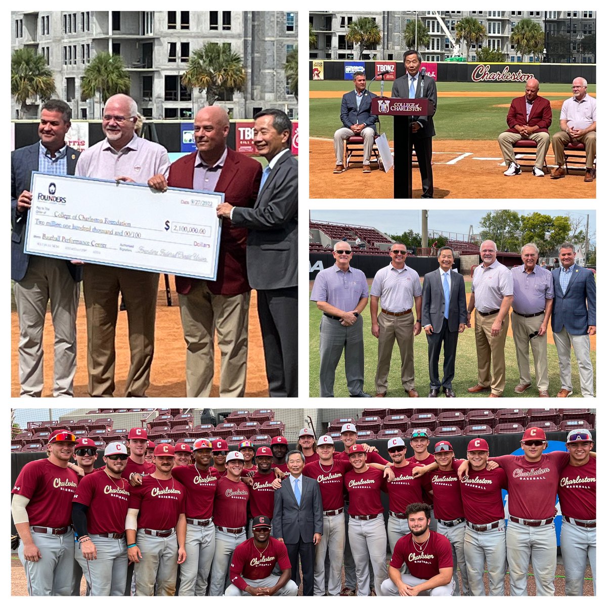 Great day for our @CofCBaseball program and all @CofCSports with our partnership with Founders Federal Credit Union and our planned new baseball performance center. Go Cougars!