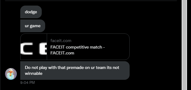 should of dodged, <a href="/Richardb0b/">Richardb0b</a> with the instant dm as soon as my game pops, 5 new accounts in lobby,
2 bought accounts on my team
3 cheaters on enemy team