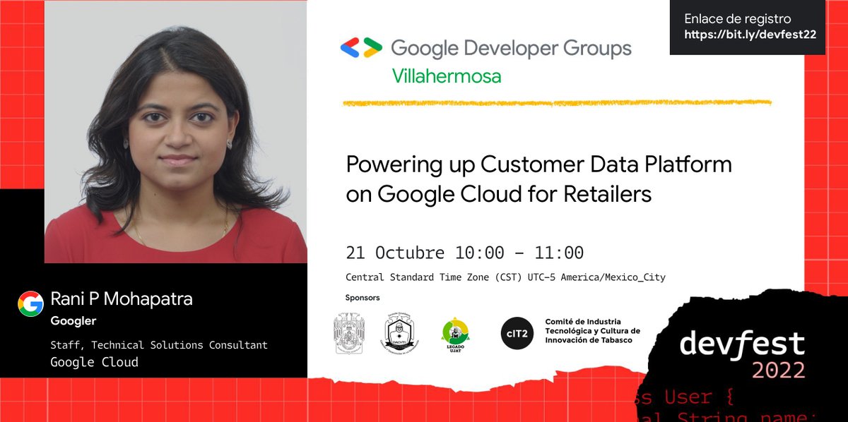 gdgvhsa's tweet photo. ¡Registrate hoy! https://t.co/tqJSrjw7fi 🔥

Te invitamos a participar en la agenda #DevFest2022 en donde conocerás lo último sobre la industria de tecnología. 💡

Te compartimos la agenda del día 21 de octubre. 🗓 https://t.co/Me84MNyhEr