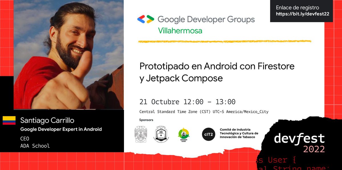gdgvhsa's tweet photo. ¡Registrate hoy! https://t.co/tqJSrjw7fi 🔥

Te invitamos a participar en la agenda #DevFest2022 en donde conocerás lo último sobre la industria de tecnología. 💡

Te compartimos la agenda del día 21 de octubre. 🗓 https://t.co/Me84MNyhEr