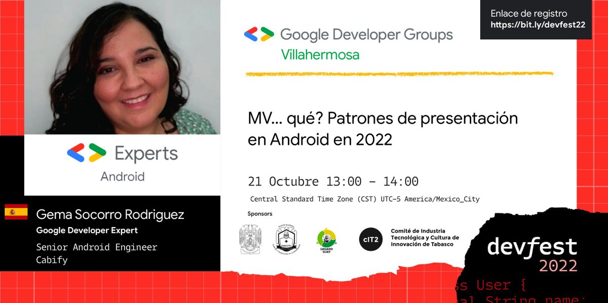 gdgvhsa's tweet photo. ¡Registrate hoy! https://t.co/tqJSrjw7fi 🔥

Te invitamos a participar en la agenda #DevFest2022 en donde conocerás lo último sobre la industria de tecnología. 💡

Te compartimos la agenda del día 21 de octubre. 🗓 https://t.co/Me84MNyhEr