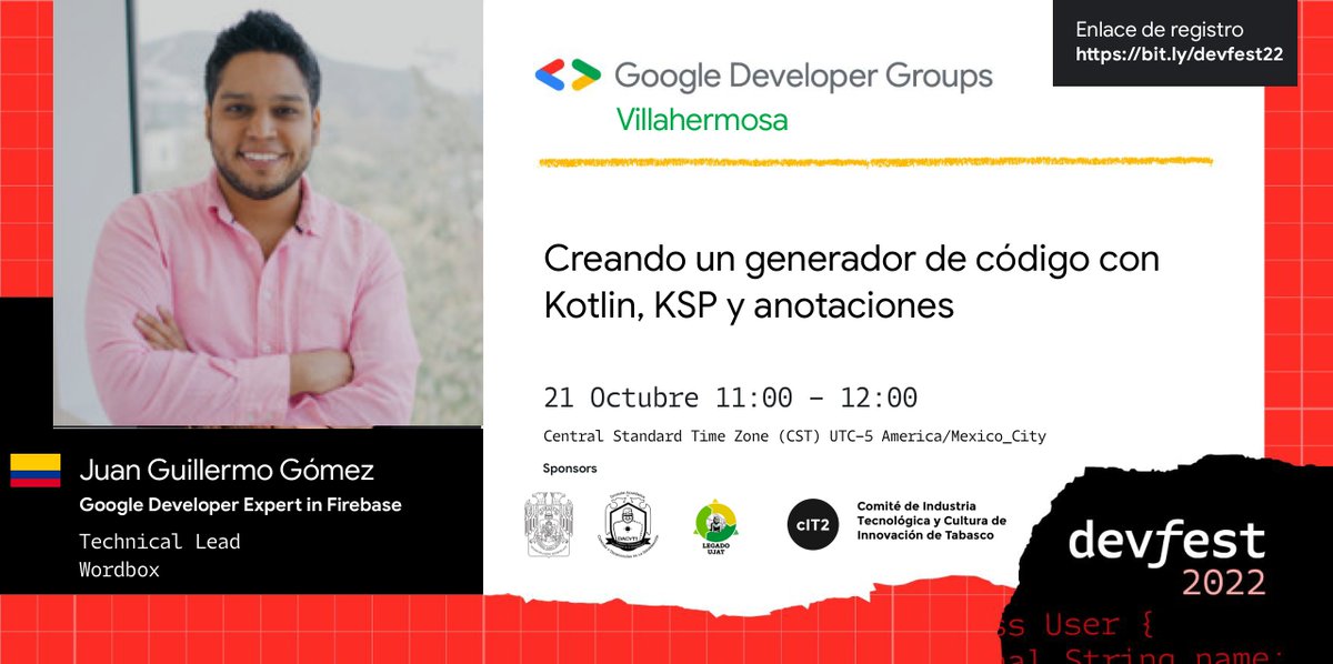 gdgvhsa's tweet photo. ¡Registrate hoy! https://t.co/tqJSrjw7fi 🔥

Te invitamos a participar en la agenda #DevFest2022 en donde conocerás lo último sobre la industria de tecnología. 💡

Te compartimos la agenda del día 21 de octubre. 🗓 https://t.co/Me84MNyhEr