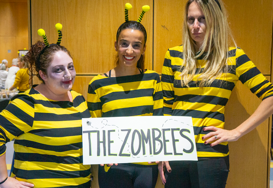NHSlibrary's tweet photo. Support your favorite Bee teams…or else! After all, you don’t want the Zombees tracking you down! Check out our full hive of teams and bee there on Friday, Oct. 7 at 7 p.m. to cheer them on! https://t.co/y9VHHwJAqq https://t.co/R6obN6xGcn