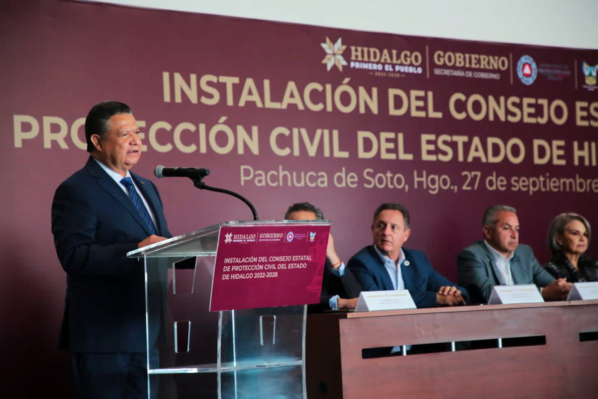 PlaneacionHgo's tweet photo. El titular de la Unidad de Planeación y Prospectiva, @mtellov asistió a la instalación del Consejo Estatal de Protección Civil del Estado de Hidalgo que presidió el Gobernador @juliomenchaca_. https://t.co/VRIBMsYOMG