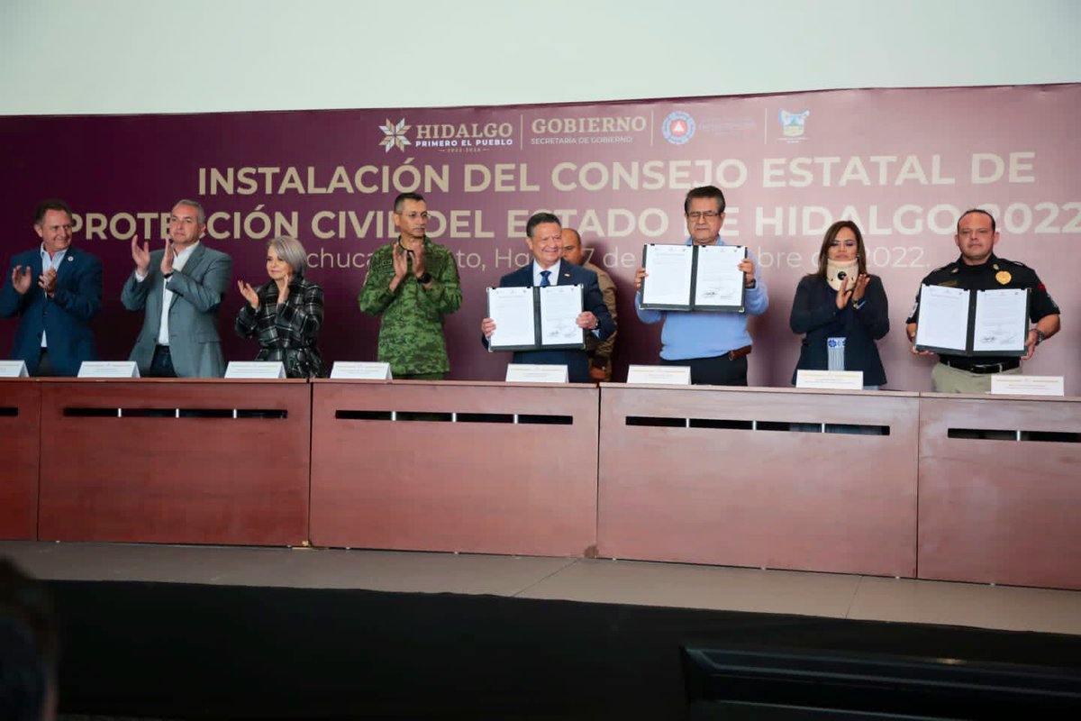 PlaneacionHgo's tweet photo. El titular de la Unidad de Planeación y Prospectiva, @mtellov asistió a la instalación del Consejo Estatal de Protección Civil del Estado de Hidalgo que presidió el Gobernador @juliomenchaca_. https://t.co/VRIBMsYOMG